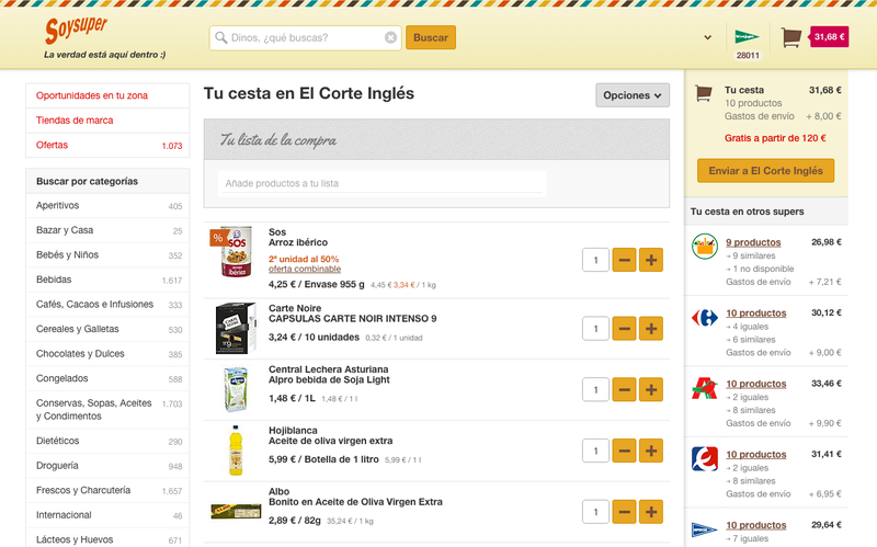 Illustration for article titled He hecho la misma compra en 7 supermercados online. Esta es mi experiencia